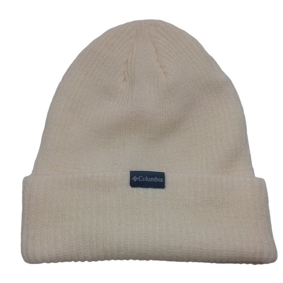 Columbia Women's NWT Folded Cuff Columbia Logo Knit Ivory Beanie Hat One Size - Picture 9 of 9